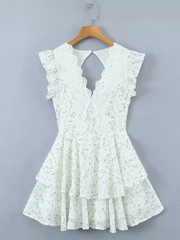 Embroidery printed lace dress - ElegantAlpha®