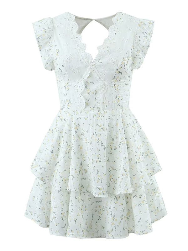 Embroidery printed lace dress - ElegantAlpha®