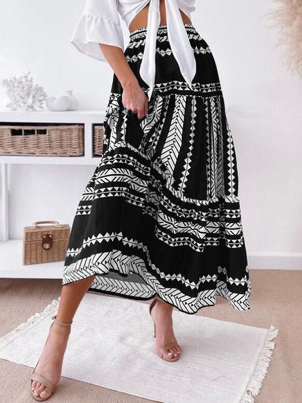 Ethnic Style Irregular Stripe Printed Skirt - ElegantAlpha®