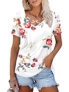 Ethnic style V - neck short - sleeved T - shirt - ElegantAlpha®