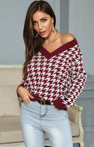 Fashion Trend Houndstooth Sweater - ElegantAlpha®