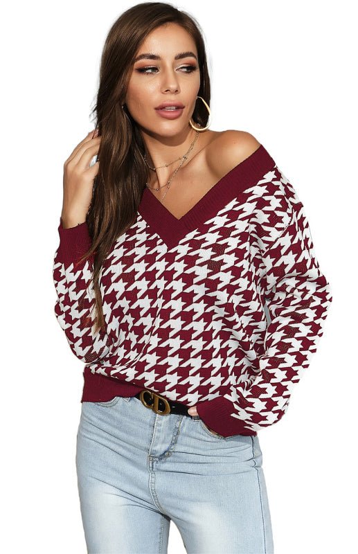 Fashion Trend Houndstooth Sweater - ElegantAlpha®