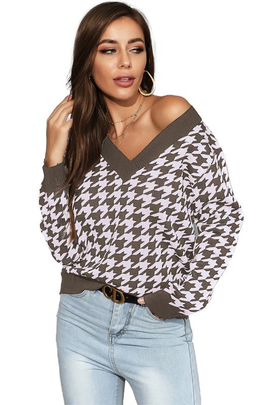 Fashion Trend Houndstooth Sweater - ElegantAlpha®