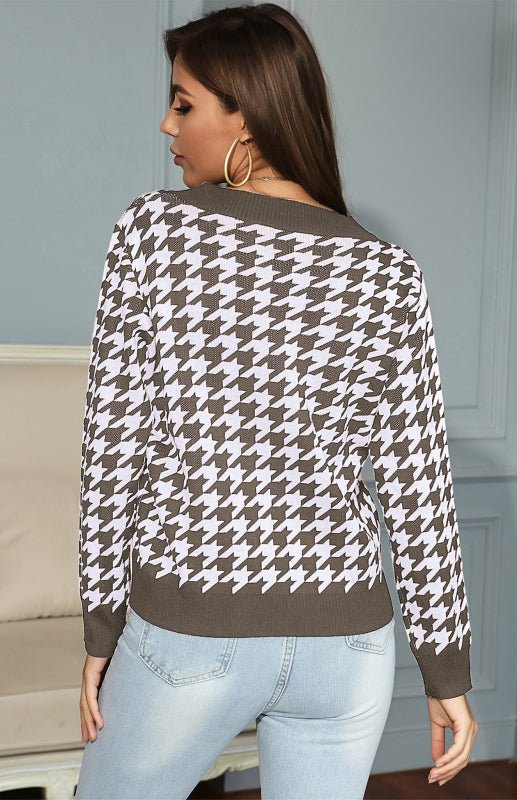 Fashion Trend Houndstooth Sweater - ElegantAlpha®