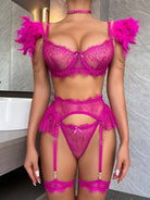 Feather stitching contrast color lingerie sets - ElegantAlpha