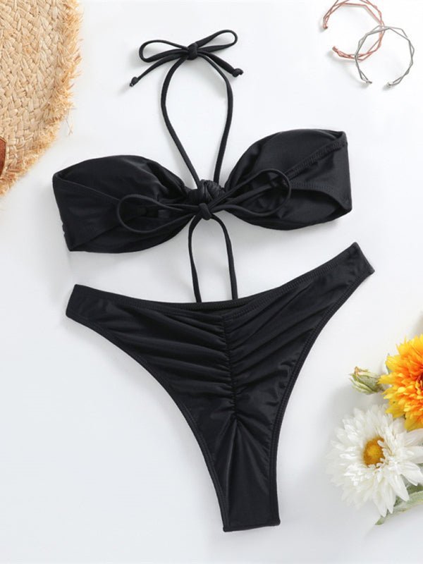 Feminine knot halterneck string bikini - ElegantAlpha