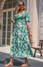 Floral Green Dress - ElegantAlpha®