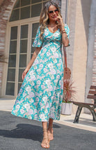 Floral Green Dress - ElegantAlpha®