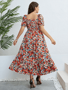 Floral one - shoulder waist slimming dress - ElegantAlpha