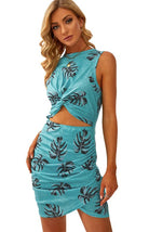 Floral Print Cut Out Wrap Tie Knot Dress - ElegantAlpha