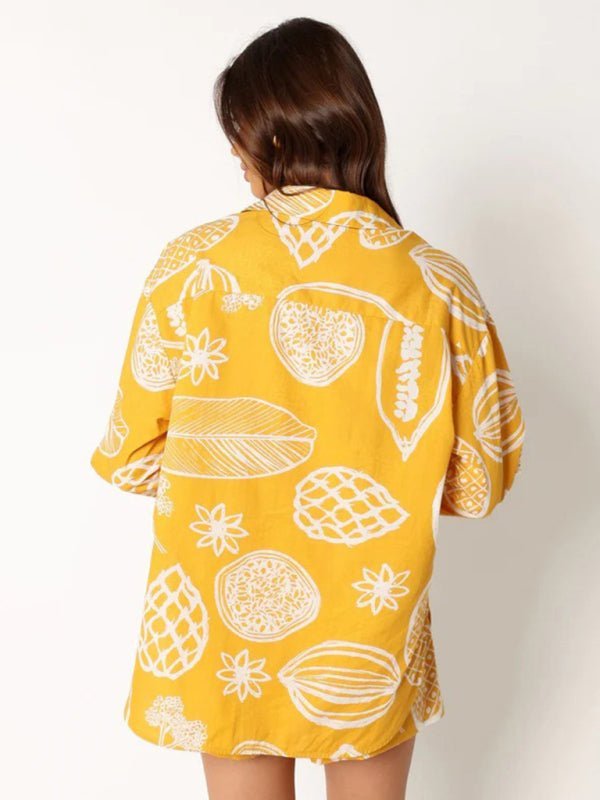 Fruit Print Shorts Cardigan Set - ElegantAlpha®