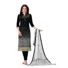 Generic Women's Cotton Unstitched Salwar - Suit Material With Dupatta (Black, 2 - 2.5mtrs) - ElegantAlpha