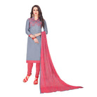 Generic Women's Glaze Cotton Unstitched Salwar - Suit Material With Dupatta (Ash , 2 - 2.5mtrs) - ElegantAlpha