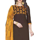 Generic Women's Glaze Cotton Unstitched Salwar - Suit Material With Dupatta (Brown, 2 Mtr) - ElegantAlpha