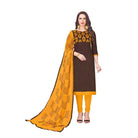 Generic Women's Glaze Cotton Unstitched Salwar - Suit Material With Dupatta (Brown, 2 Mtr) - ElegantAlpha