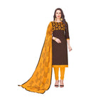 Generic Women's Glaze Cotton Unstitched Salwar - Suit Material With Dupatta (Coffee, 2 - 2.5mtrs) - ElegantAlpha