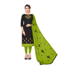 Generic Women's Slub Cotton Unstitched Salwar - Suit Material With Dupatta (Black, 2 - 2.5mtrs) - ElegantAlpha