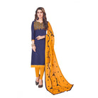 Generic Women's Slub Cotton Unstitched Salwar - Suit Material With Dupatta (Blue, 2 - 2.5mtrs) - ElegantAlpha