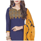 Generic Women's Slub Cotton Unstitched Salwar - Suit Material With Dupatta (Navy Blue, 2 Mtr) - ElegantAlpha