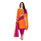 Generic Women's Slub Cotton Unstitched Salwar - Suit Material With Dupatta (Orange, 2 Mtr) - ElegantAlpha