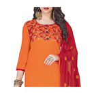 Generic Women's Slub Cotton Unstitched Salwar - Suit Material With Dupatta (Orange, 2 Mtr) - ElegantAlpha