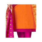 Generic Women's Slub Cotton Unstitched Salwar - Suit Material With Dupatta (Orange, 2 Mtr) - ElegantAlpha