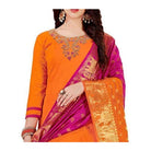 Generic Women's Slub Cotton Unstitched Salwar - Suit Material With Dupatta (Orange, 2 Mtr) - ElegantAlpha