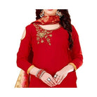 Generic Women's Slub Cotton Unstitched Salwar - Suit Material With Dupatta (Red, 2 Mtr) - ElegantAlpha