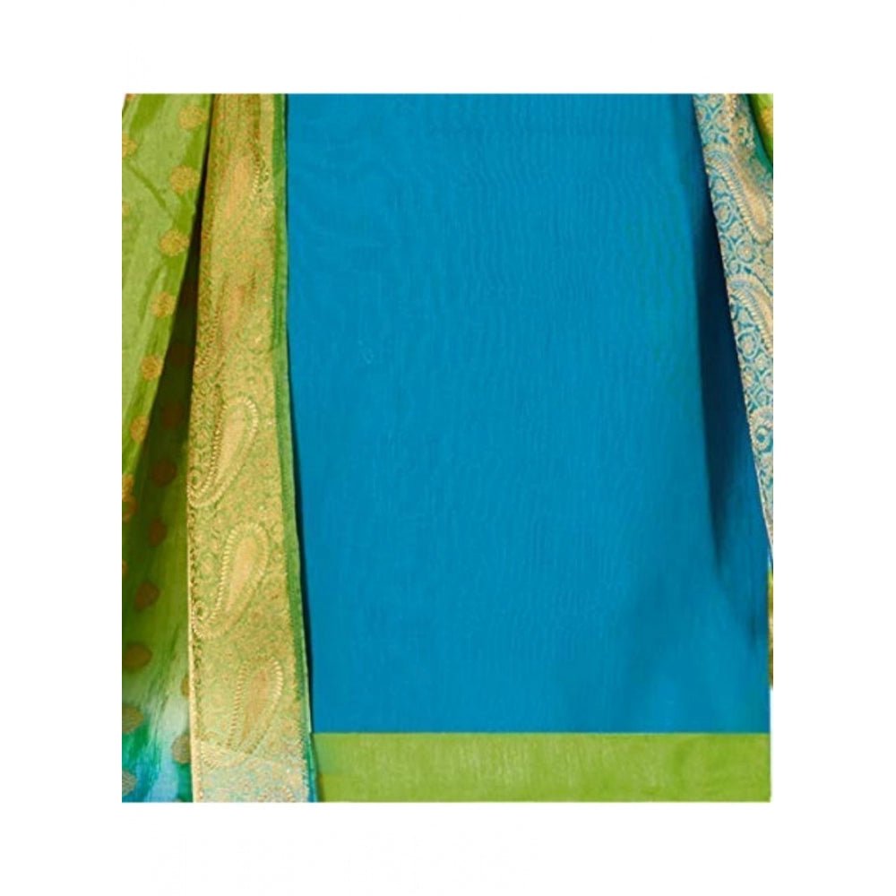 Generic Women's Slub Cotton Unstitched Salwar - Suit Material With Dupatta (Sky Blue, 2 Mtr) - ElegantAlpha