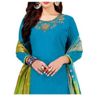 Generic Women's Slub Cotton Unstitched Salwar - Suit Material With Dupatta (Sky Blue, 2 Mtr) - ElegantAlpha