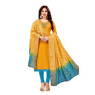 Generic Women's Slub Cotton Unstitched Salwar - Suit Material With Dupatta (Yellow, 2 Mtr) - ElegantAlpha