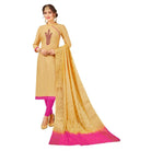 Generic Women's South Slub Cotton Unstitched Salwar - Suit Material With Dupatta (Beige, 2 Mtr) - ElegantAlpha