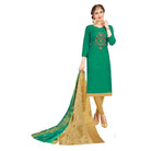 Generic Women's South Slub Cotton Unstitched Salwar - Suit Material With Dupatta (Green, 2 Mtr) - ElegantAlpha