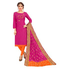 Generic Women's South Slub Cotton Unstitched Salwar - Suit Material With Dupatta (Magenta, 2 - 2.5mtrs) - ElegantAlpha