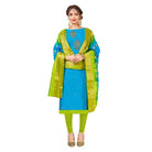 Generic Women's South Slub Cotton Unstitched Salwar - Suit Material With Dupatta (Sky Blue, 2 - 2.5mtrs) - ElegantAlpha