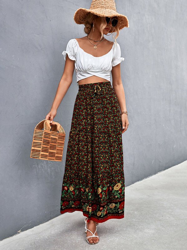 high waist floral long skirt - ElegantAlpha®