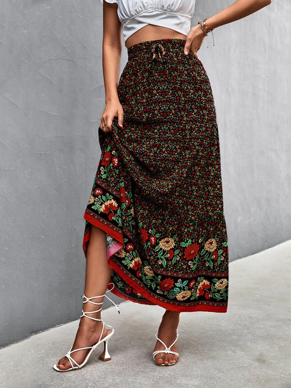 high waist floral long skirt - ElegantAlpha®