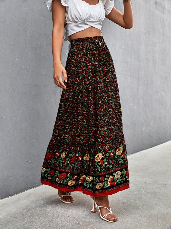 high waist floral long skirt - ElegantAlpha®