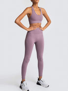 High Waist Peach Hip Seamless Knitted Vest Trousers Two - piece Set - ElegantAlpha