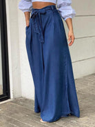 High waist plus size denim maxi skirt - ElegantAlpha®