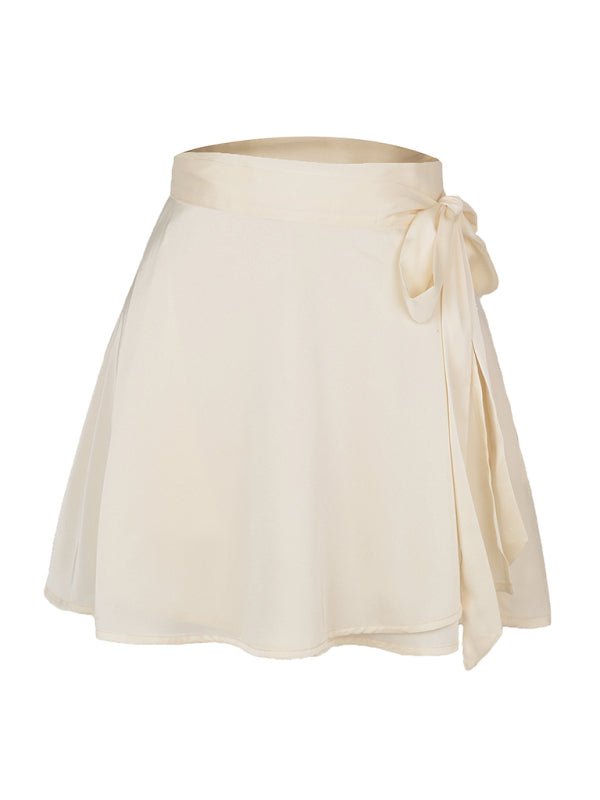 High Waist Tie Skirt Chiffon Satin Wrap Skirt - ElegantAlpha®