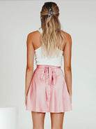 High Waist Tie Skirt Chiffon Satin Wrap Skirt - ElegantAlpha®