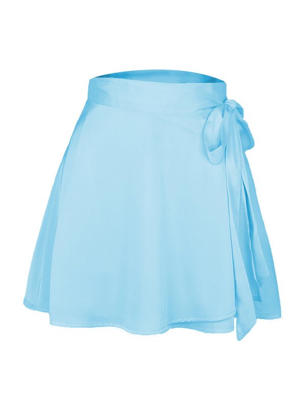 High Waist Tie Skirt Chiffon Satin Wrap Skirt - ElegantAlpha®