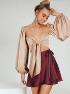 High Waist Tie Skirt Chiffon Satin Wrap Skirt - ElegantAlpha®