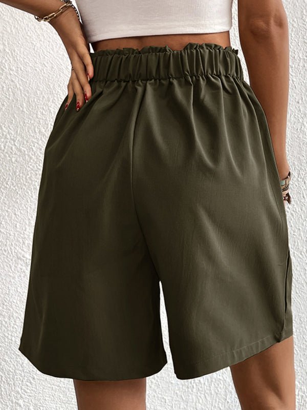 High-waisted loose 2-button shorts - ElegantAlpha®