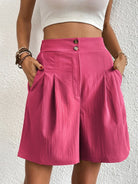 High-waisted loose 2-button shorts - ElegantAlpha®