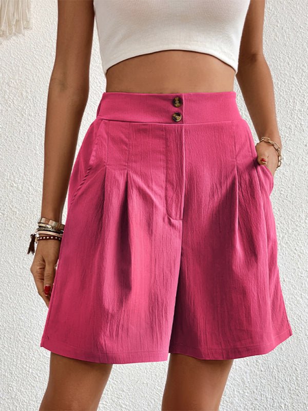 High-waisted loose 2-button shorts - ElegantAlpha®