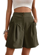 High-waisted loose 2-button shorts - ElegantAlpha®