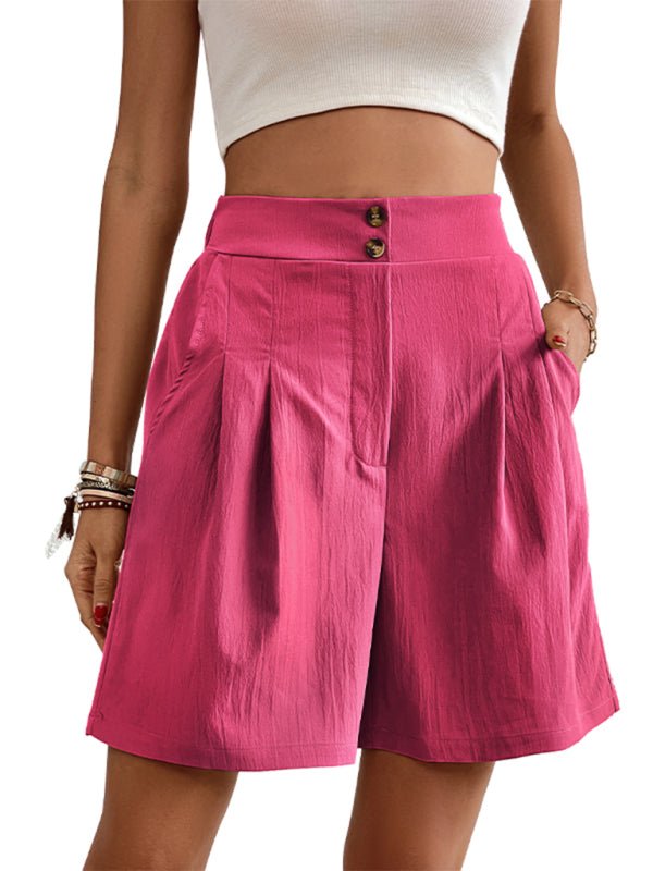 High-waisted loose 2-button shorts - ElegantAlpha®