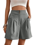 High-waisted loose 2-button shorts - ElegantAlpha®